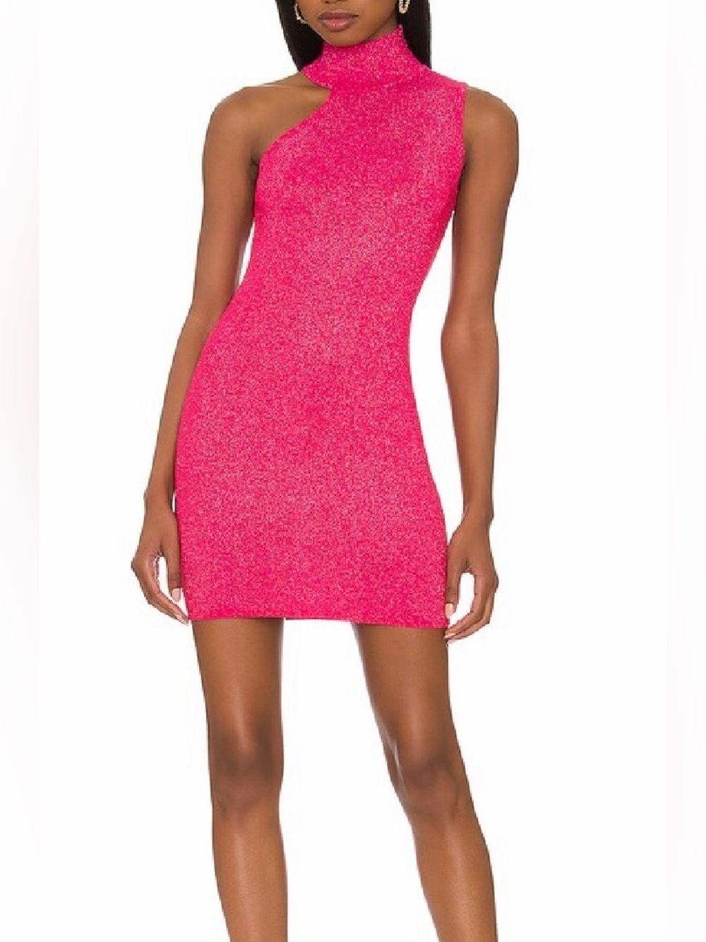 Revolve Superdown Luz Metallic superdown Pink One-Shoulder Glitter Mini Dress